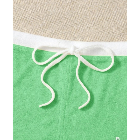 Terry Cloth Mini Skirt With Hibiscus Flower/Tropical Flower Green & White Large - Picture 4 of 8